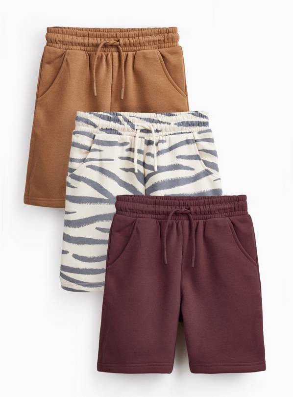 Plain & Zebra Print Sweat Shorts 3 Pack 2-3 years